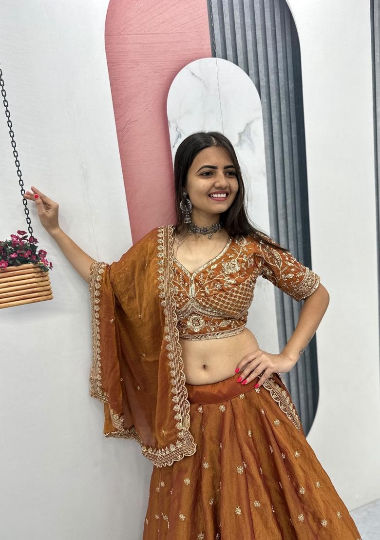 Yellow Embroidered Mosh Lehenga Set - Indya