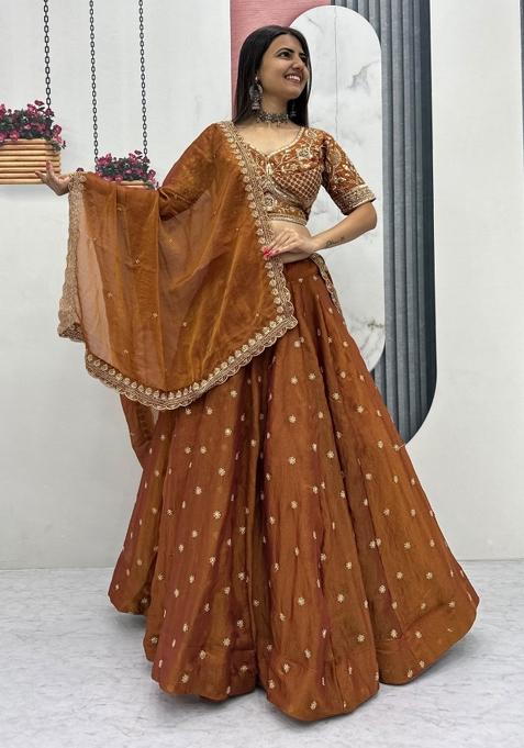 Yellow Embroidered Mosh Lehenga Set