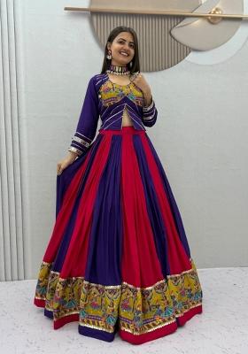 Multicolor Embroidered Cotton Lehenga Set