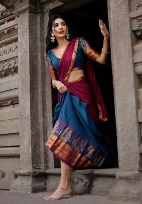 Rama Zari Work Cotton Lehenga Set