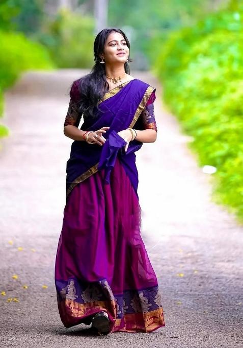Wine Zari Work Cotton Lehenga Set