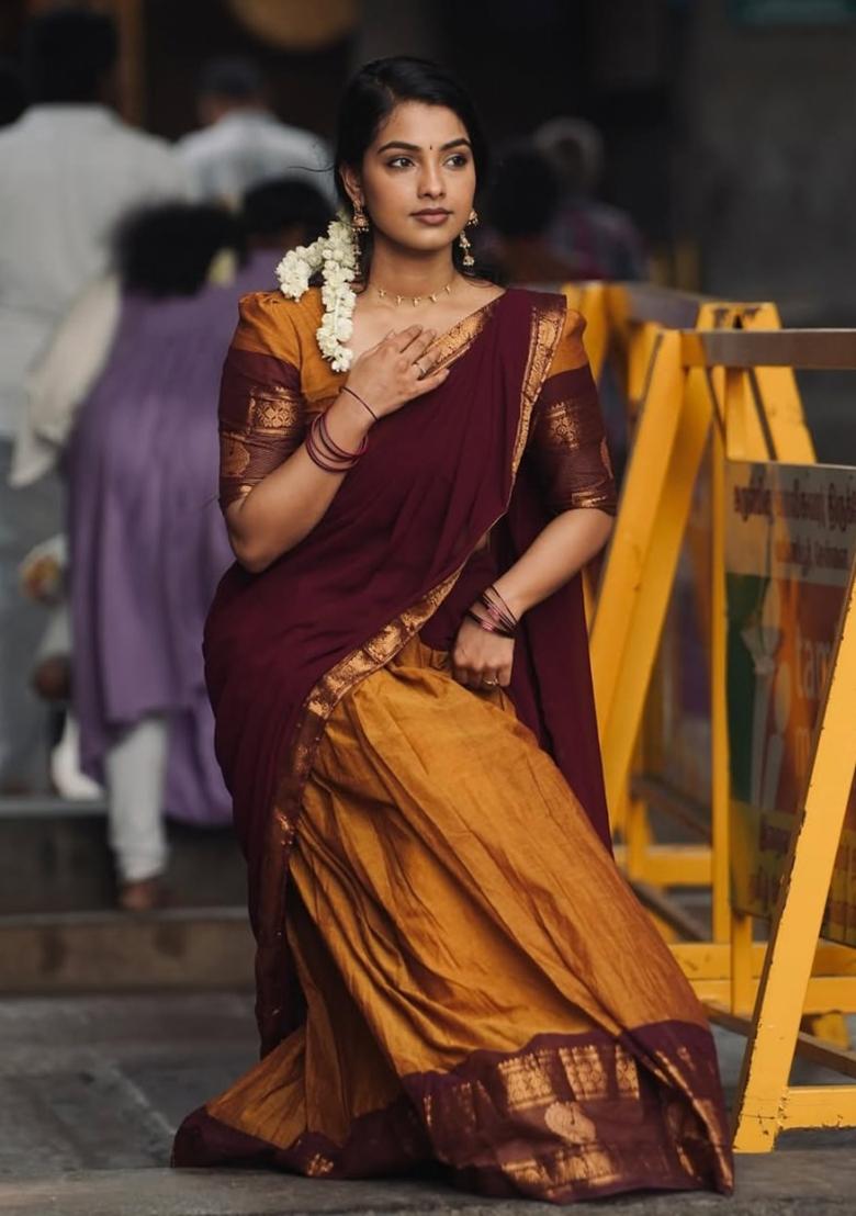 Mustard Zari Work Silk Lehenga Set - Indya