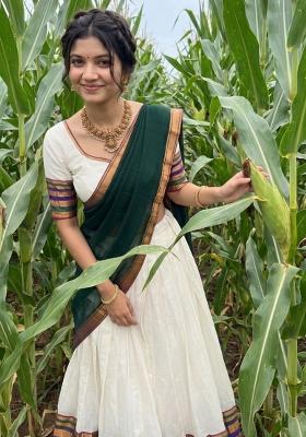 Green Zari Work Cotton Lehenga Set