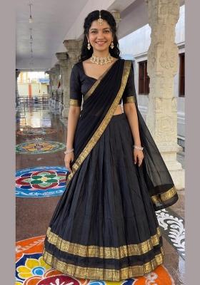 Black Zari Work Cotton Lehenga Set