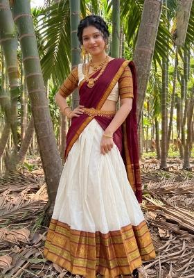 Maroon Zari Work Cotton Lehenga Set