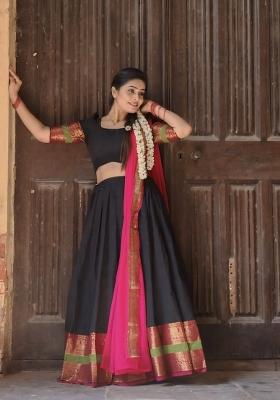Black Zari Work Cotton Lehenga Set