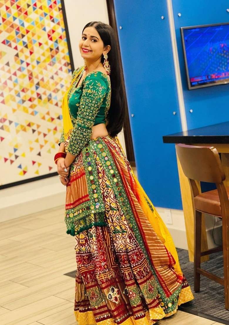 Yellow Printed Silk Lehenga Set for Diwali and Festive Wear - Indya