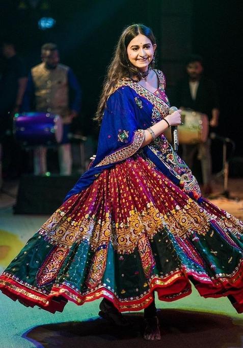 Multicolor Printed Silk Lehenga Set