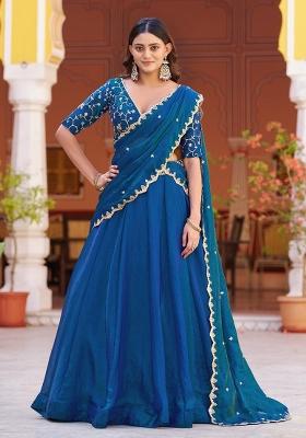 Peacock Embroidered Fendi Lehenga Set
