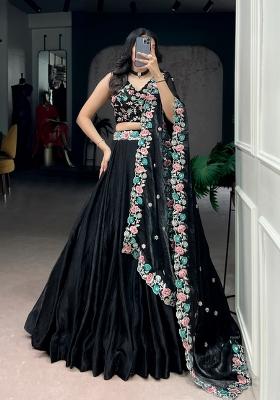 Black Embroidered Fendi Lehenga Set