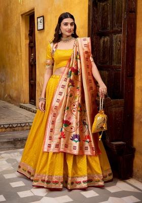 Green Zari Work Silk Lehenga Set
