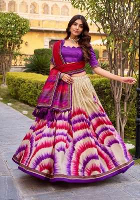 Purple Silk Lehenga Set with Printed for Diwali | Wedding & Festive Wear