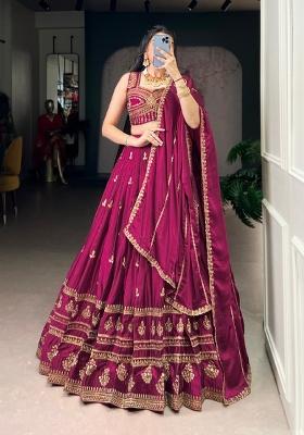 Pink Embroidered Rangoli Crush Lehenga Set