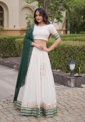 White Zari Work Viscose Lehenga Set