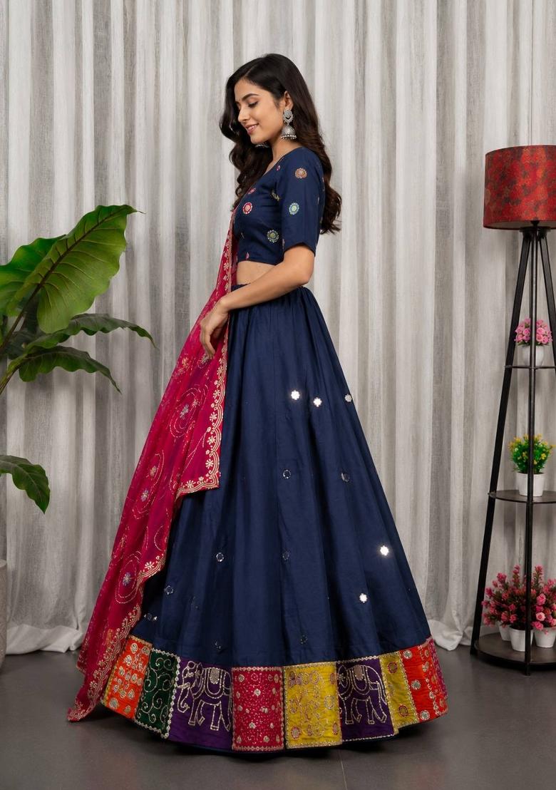 Rani Pink Embroidered Silk Lehenga Set - Indya