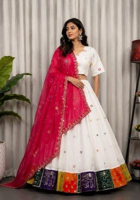 Rani Pink Embroidered Silk Lehenga Set