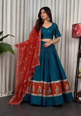 Rama Embroidered Silk Lehenga Set