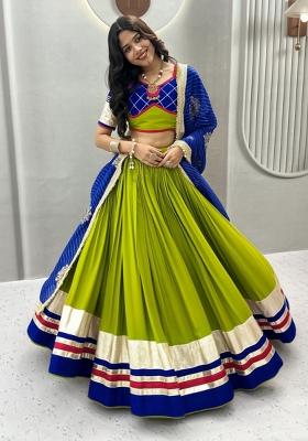 Green Lace Work Cotton Lehenga Set