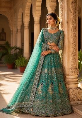 Rama Sequin Work Net Lehenga Set