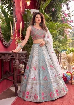 Multicolor Sequin Work Silk Lehenga Set