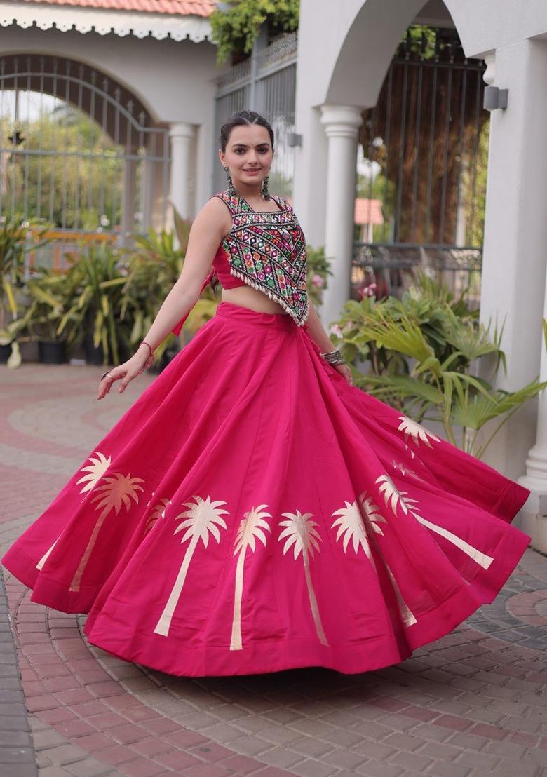 Rani Pink Embroidered Roman Lehenga Set - Indya