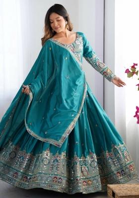 Black Embroidered Crepe Lehenga Set