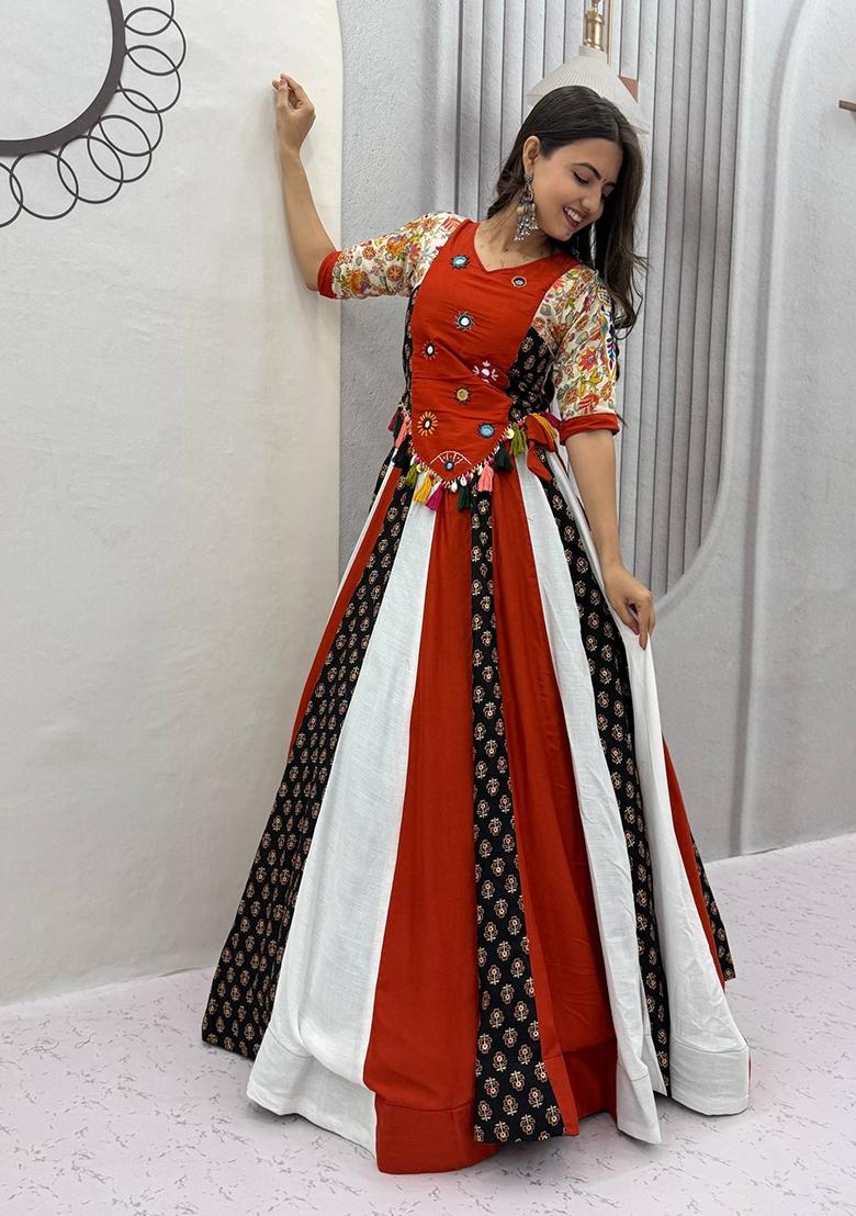 Multicolor Hand Work Cotton Lehenga Set - Indya