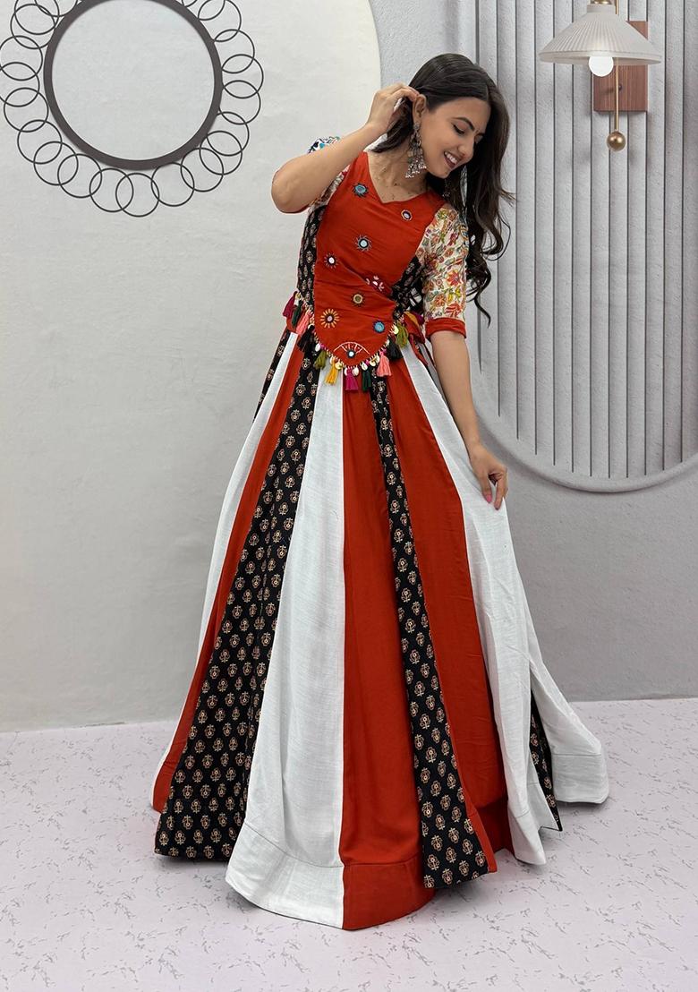 Multicolor Hand Work Cotton Lehenga Set - Indya
