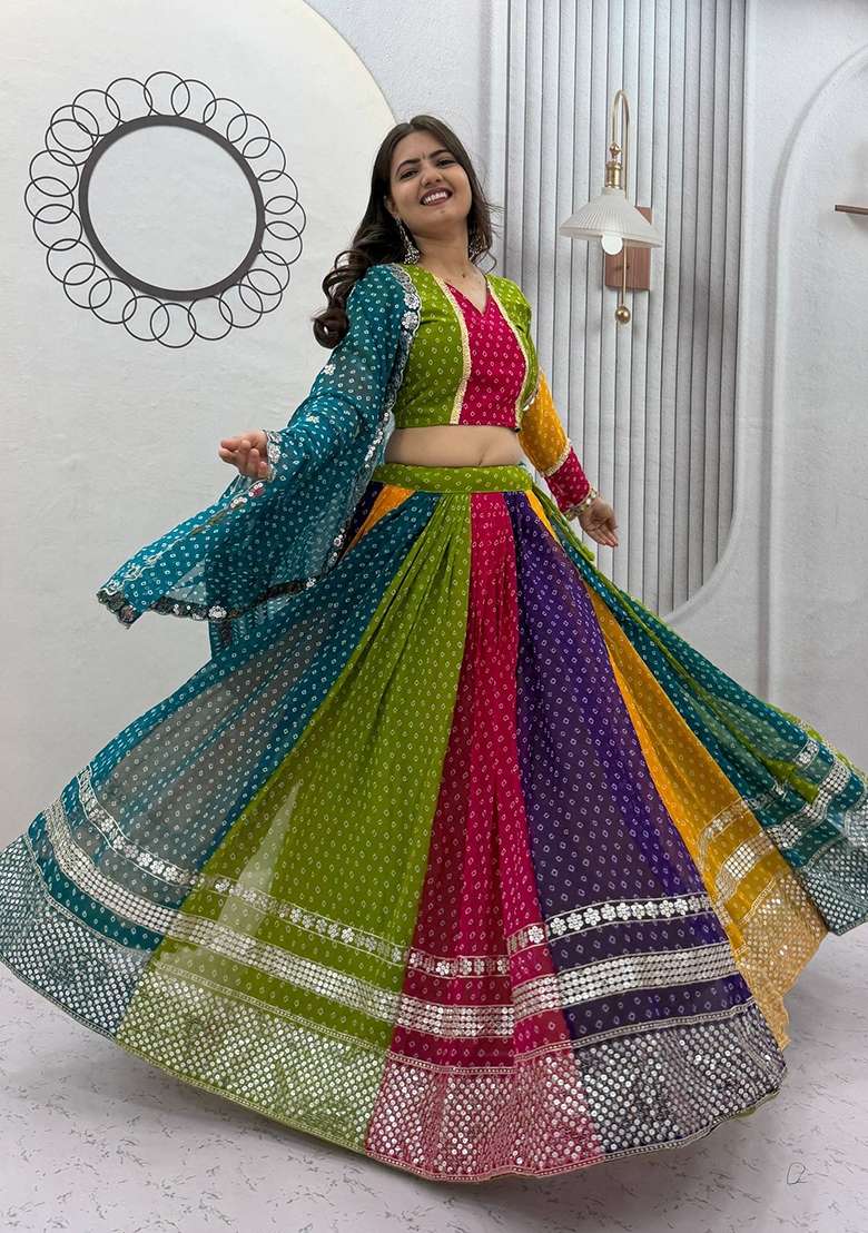 Multicolor Georgette Lehenga Set - Indya
