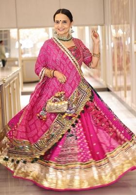 Pink Printed Cotton Lehenga Set