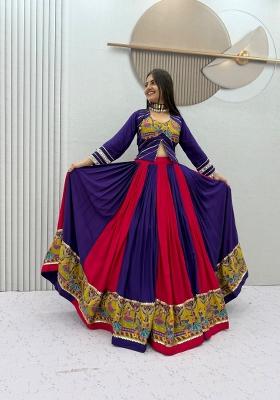Multicolor Printed Cotton Lehenga Set