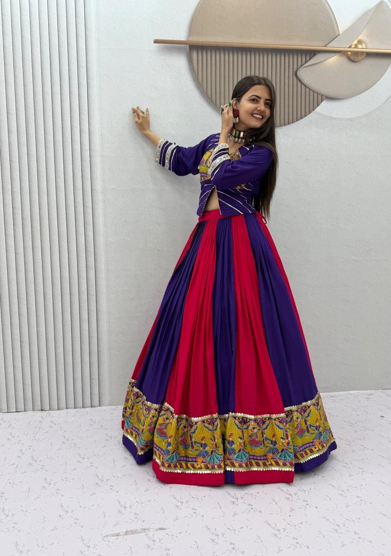 Multicolor Printed Cotton Lehenga Set - Indya