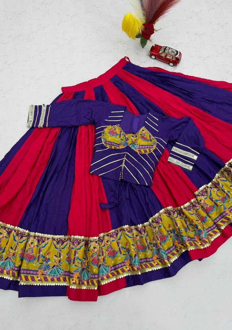 Multicolor Printed Cotton Lehenga Set - Indya