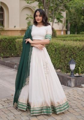 Green Zari Work Viscose Lehenga Set