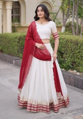 Maroon Zari Work Viscose Lehenga Set
