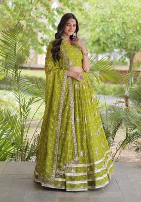Perrot Embroidered Georgette Lehenga Set