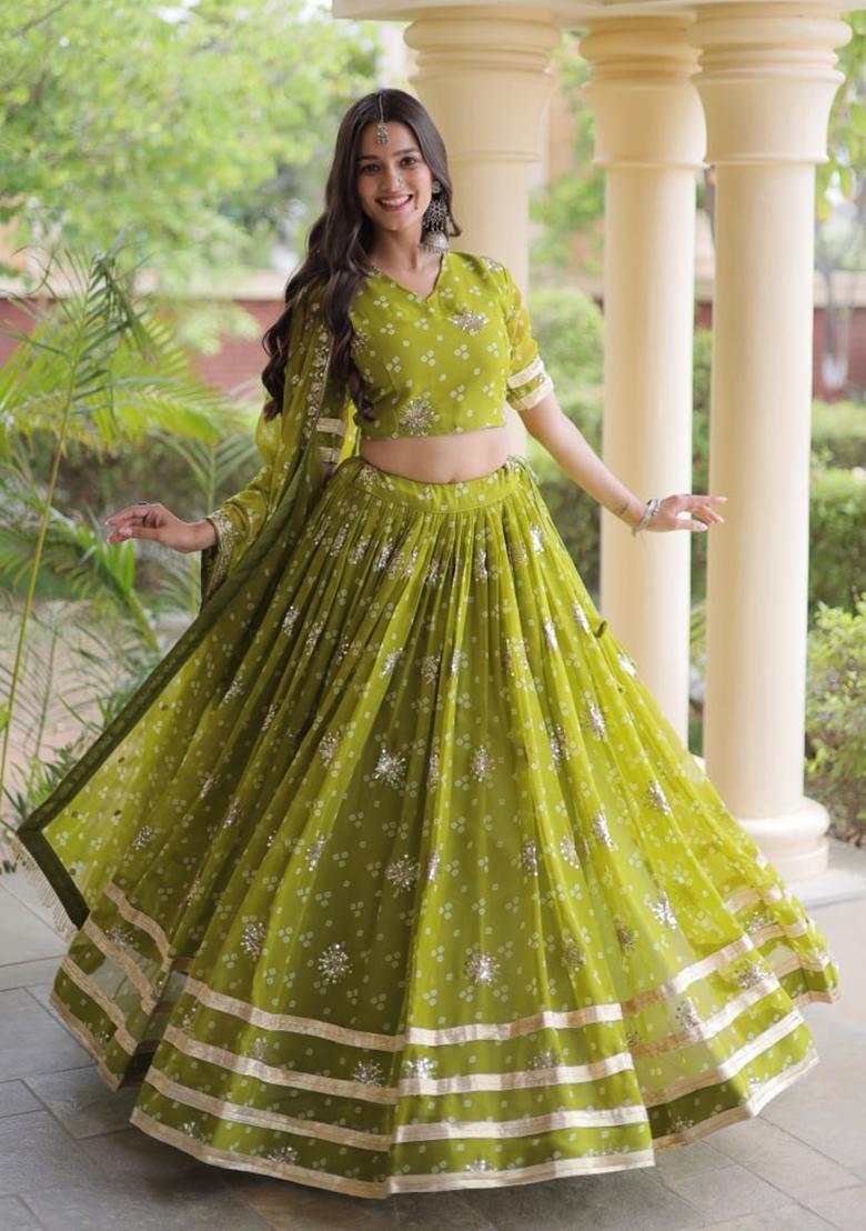 Perrot Embroidered Georgette Lehenga Set - Indya