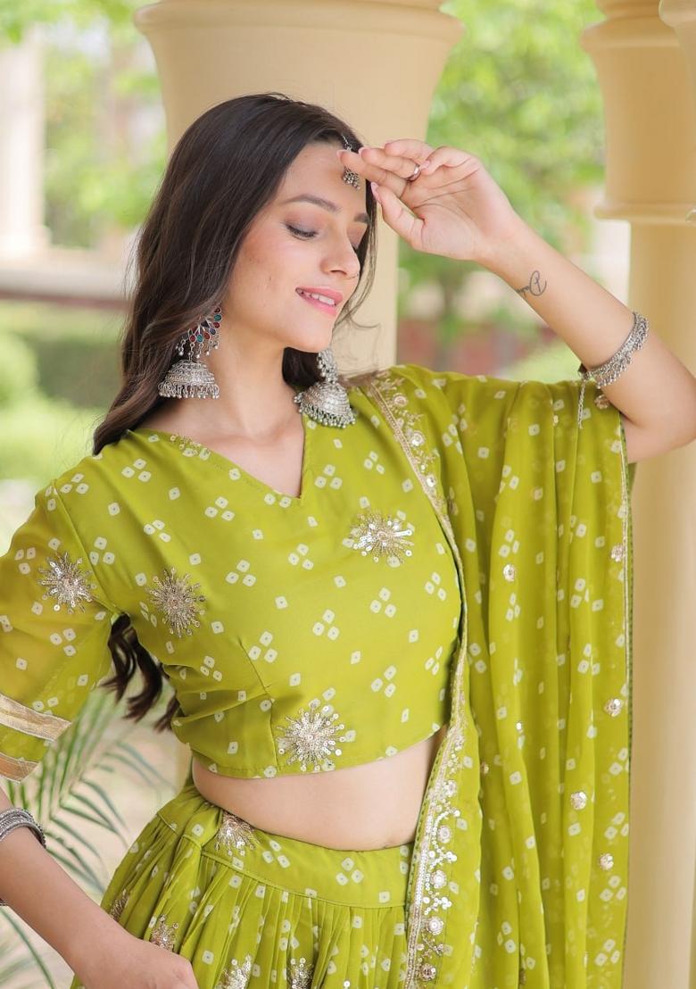 Perrot Embroidered Georgette Lehenga Set - Indya