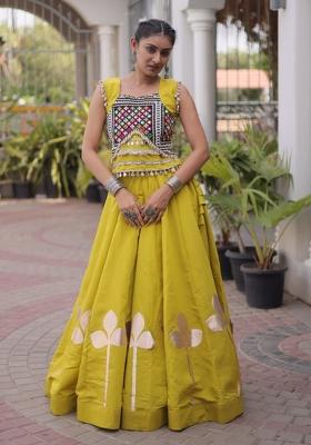 Perrot Lace Work Silk Lehenga Set