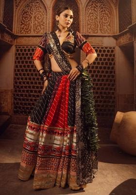 Multicolor Printed Cotton Navratri Lehenga Set