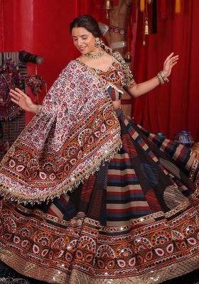 Multicolor Printed Cotton Navratri Lehenga Set