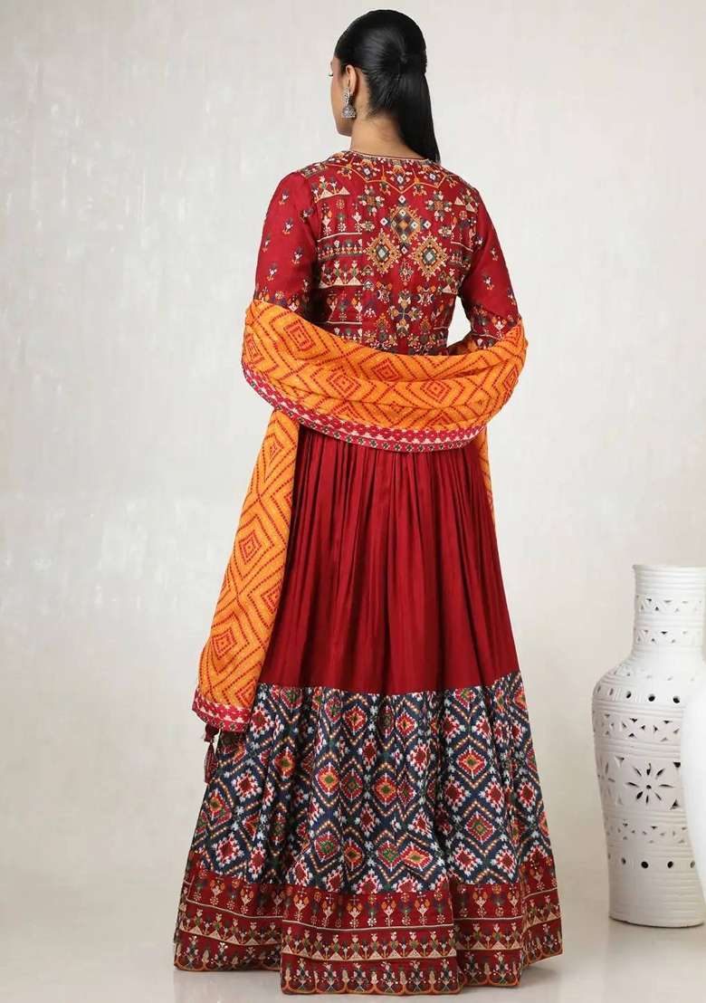 Multicolor Navratri Cotton Lehenga Set with Printed for Diwali | Wedding & Festive Wear - Indya