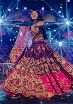 Deep Purple Navratri Cotton Lehenga Set with Printed for Diwali | Wedding & Festive Wear
