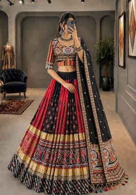 Multicolor Printed Cotton Navratri Lehenga Set