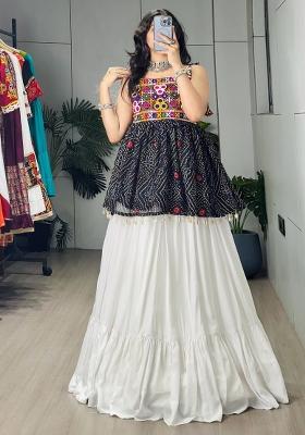 Black Printed Cotton Lehenga Set