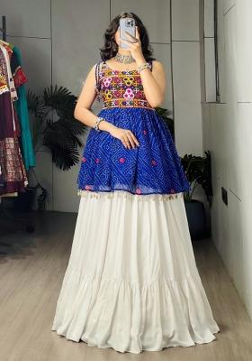 Royal Blue Printed Cotton Lehenga Set