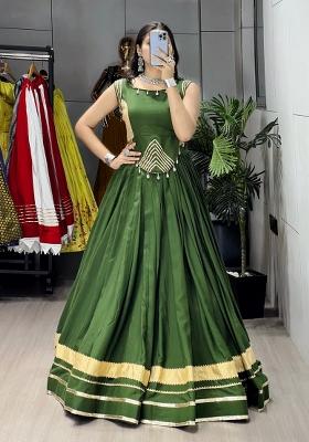 Mehendi Green Gotta Patti Cotton Lehenga Set