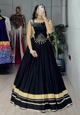 Black Gotta Patti Cotton Lehenga Set