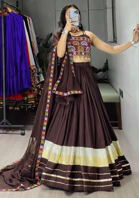 Brown Gotta Patti Cotton Lehenga Set for Diwali | Wedding & Festive Wear