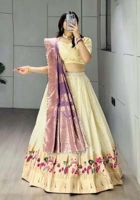 Purple Weaving Work Silk Lehenga Set for Diwali | Wedding & Festive Wear